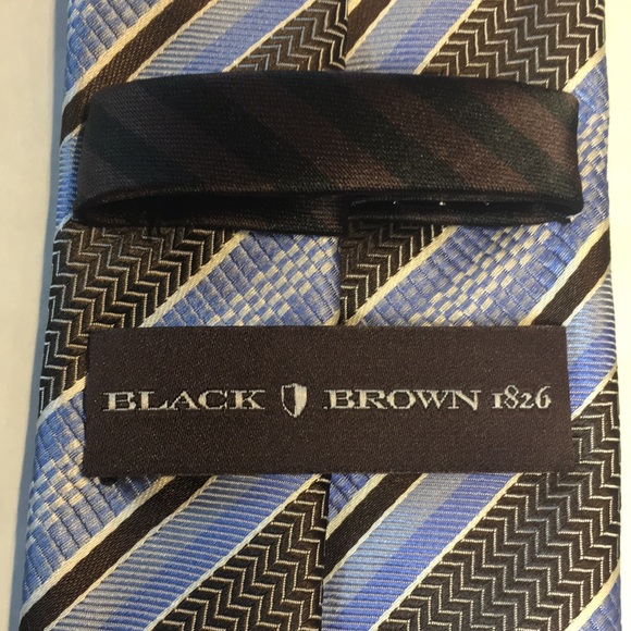 Black Brown 1826. Light blue with brown diagonal stripe tie. Like new. 100% silk - Picture 5 of 8